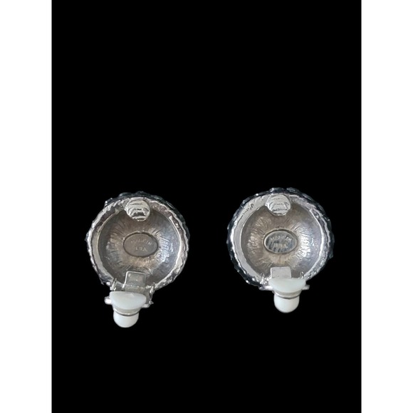 Vintage Pave Rhinestone Clip on Earrings Signed Made in USA - Picture 10 of 11